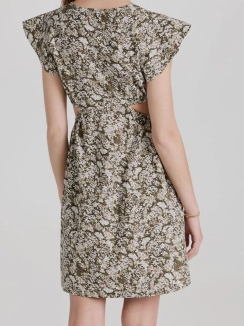 Rails Women Nyla Green Cutout V-Neck Flutter Sleeve Mini Dress - size small - Picture 2 of 4